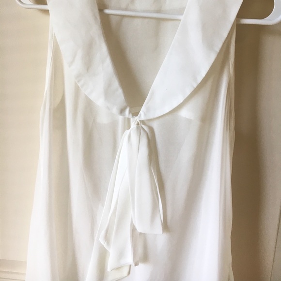 White sheer blouse with tie in front - Picture 2 of 5